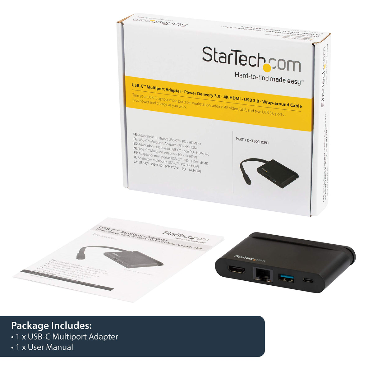 StarTech USB-C Mini Dock with 4K HDMI Ultrawide, 100W PD, GbE, USB-A/C