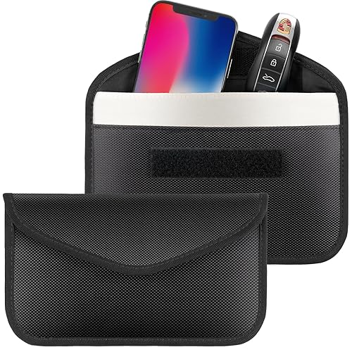 Tuulin 2 Pack Faraday Bags for Phone and Car Keys, Signal Blocking Key Pouch, Anti Theft Car Protection, Cell Phone Keyless Entry Fob Signal Blocking