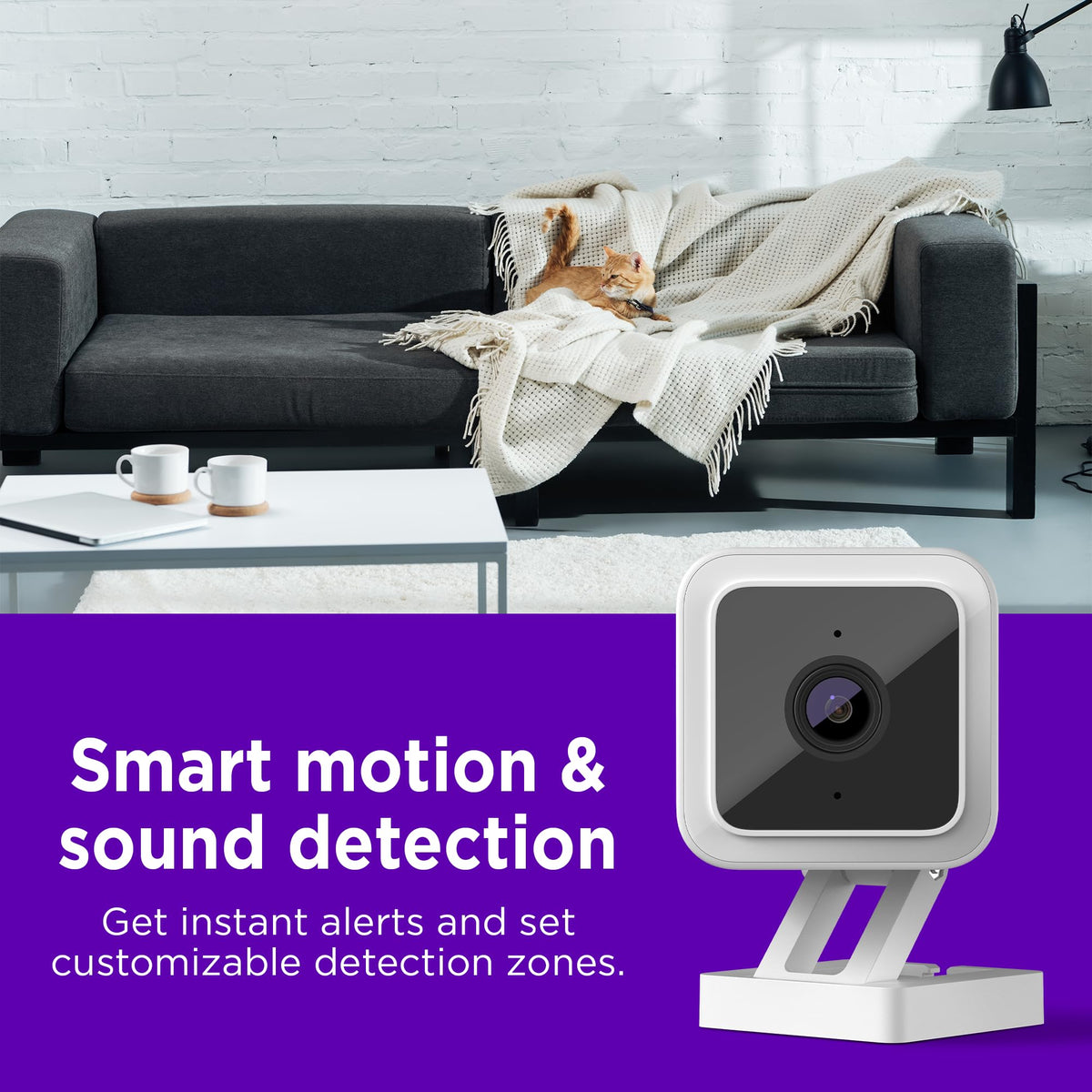 Roku Indoor Camera for Home Security, 1-Pack - Wired Security Camera with 1080p HD Color Night Vision, Works with Alexa & Google, Motion & Sound
