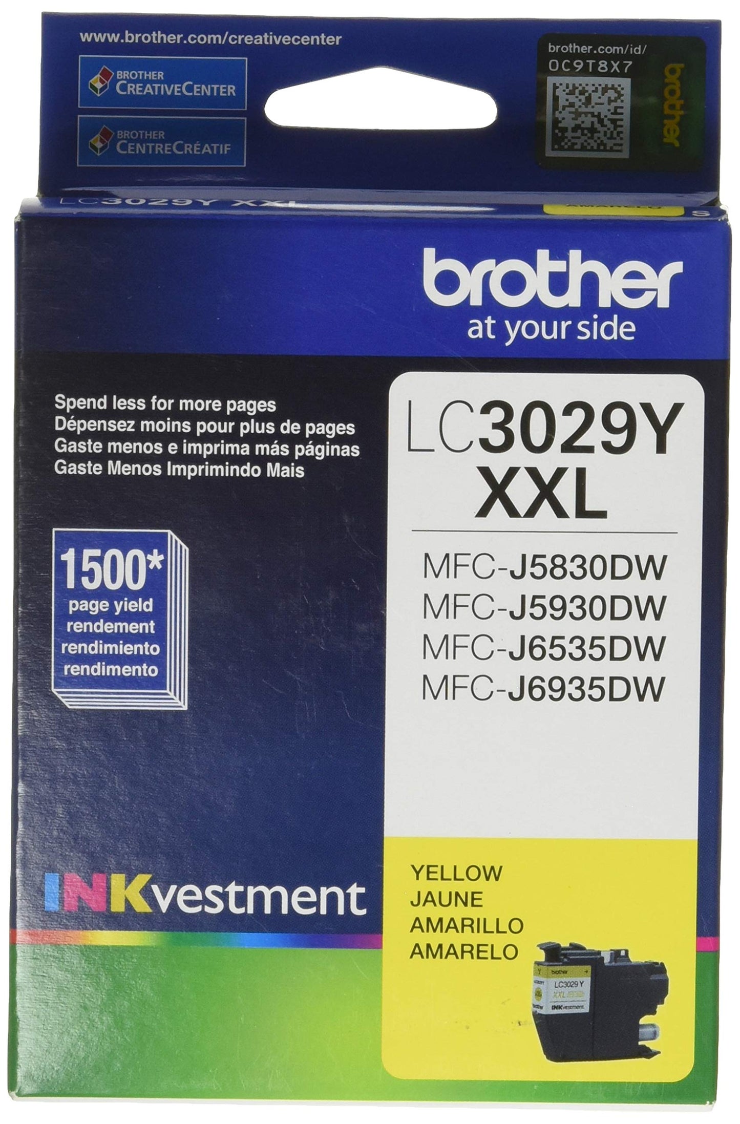 Brother LC3029 XXL INKvestment Super High-Yield Yellow Ink Cartridge, 1500 Page Yield