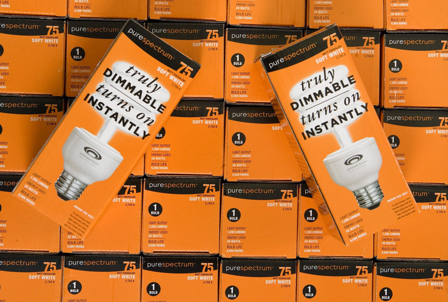 PureSpectrum 20W Fully Dimmable Spiral CFL (Case of 30) 2700K 6000 Hours (75W Equivalent)