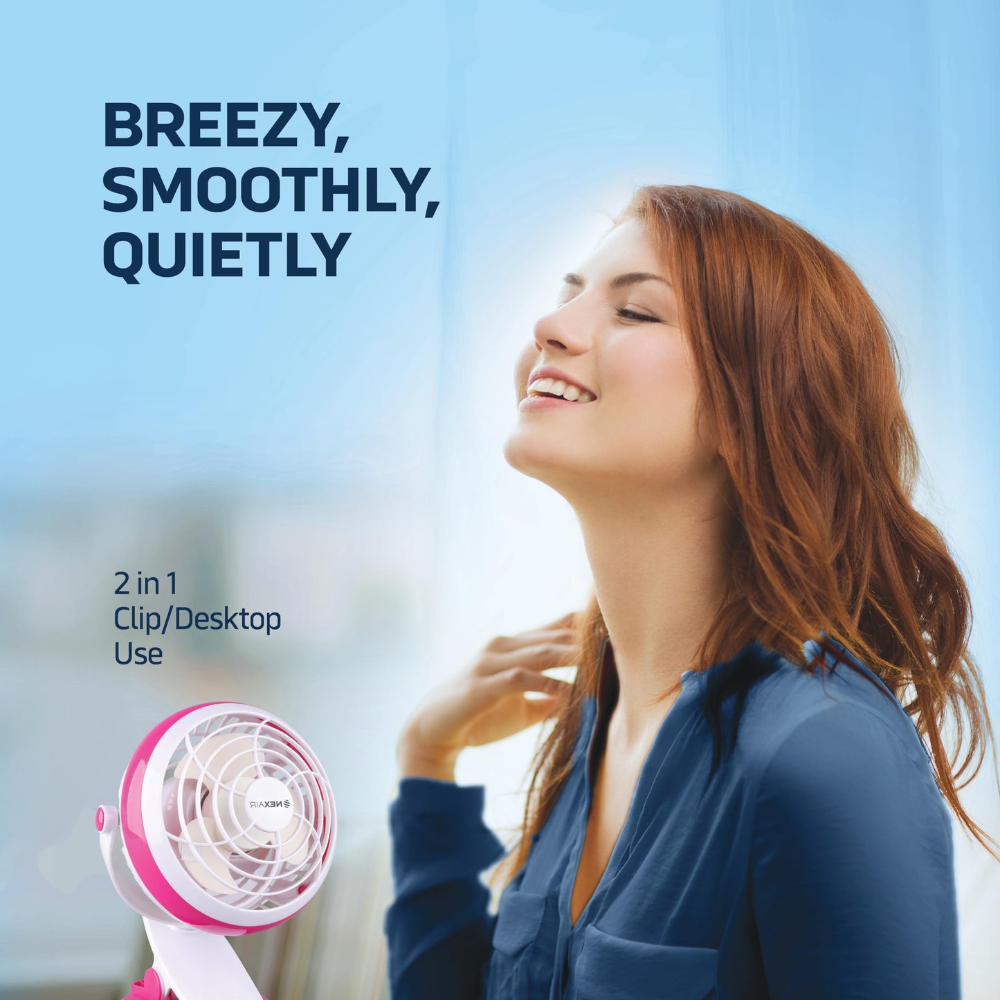 NEXAIR 4” Clip-On or Desk Fan - USB & Battery Powered, Portable 4-Inch Personal Fan with Adjustable Tilt, Lightweight Single-Speed Cooling for Home