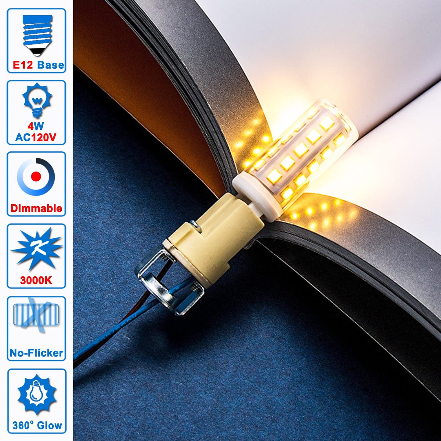 Ziomitus Dimmable E12 C7 Led Light Bulbs 4W, Kx-2000 25W-40 Watt Equivalent