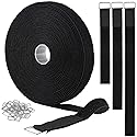 YMCRLUX 1"x32ft Hook and Loop Straps with 50 Metal Buckles, Adjustable Fastening Cable Straps, Cut-to-Length Cinch Strap, Reusable Nylon Securing Cord