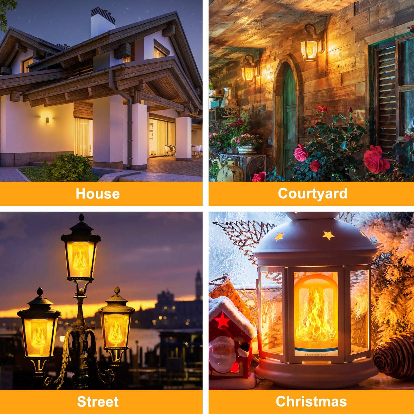 CPPSLEE Upgraded Flame Light Bulbs, 4 Modes Flickering Light Bulbs, E26 Base Fire Flame Bulb for Halloween Decorations Outdoor, Christmas Lights Patio