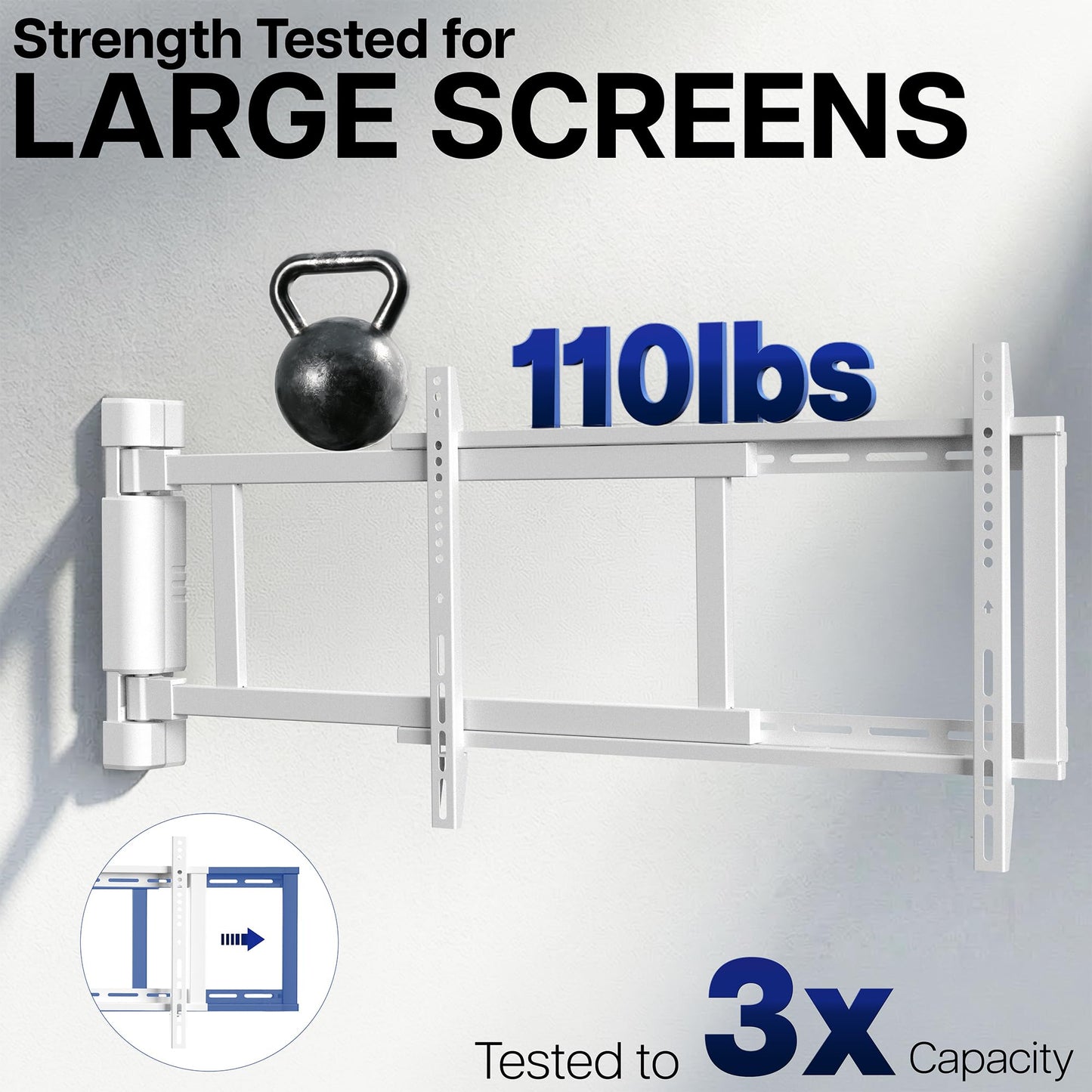 VIVO Steel Low Profile Electric TV Wall Mount for 32 to 75 inch LCD LED Plasma Screens, Motorized Swing TV Bracket with 90 Degree Swivel, White