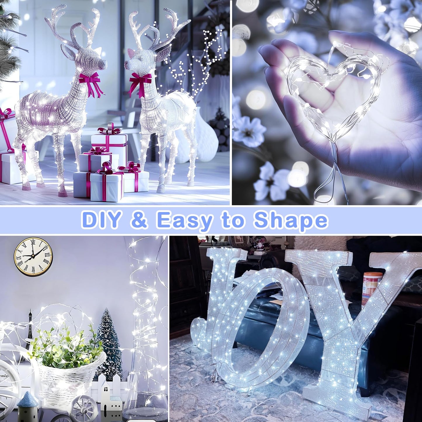 Decute 300Led 99FT Silver Wire Christmas Fairy String Lights Dimmable with Remote Control Starry Lights with UL Cerficated Decorative for Party