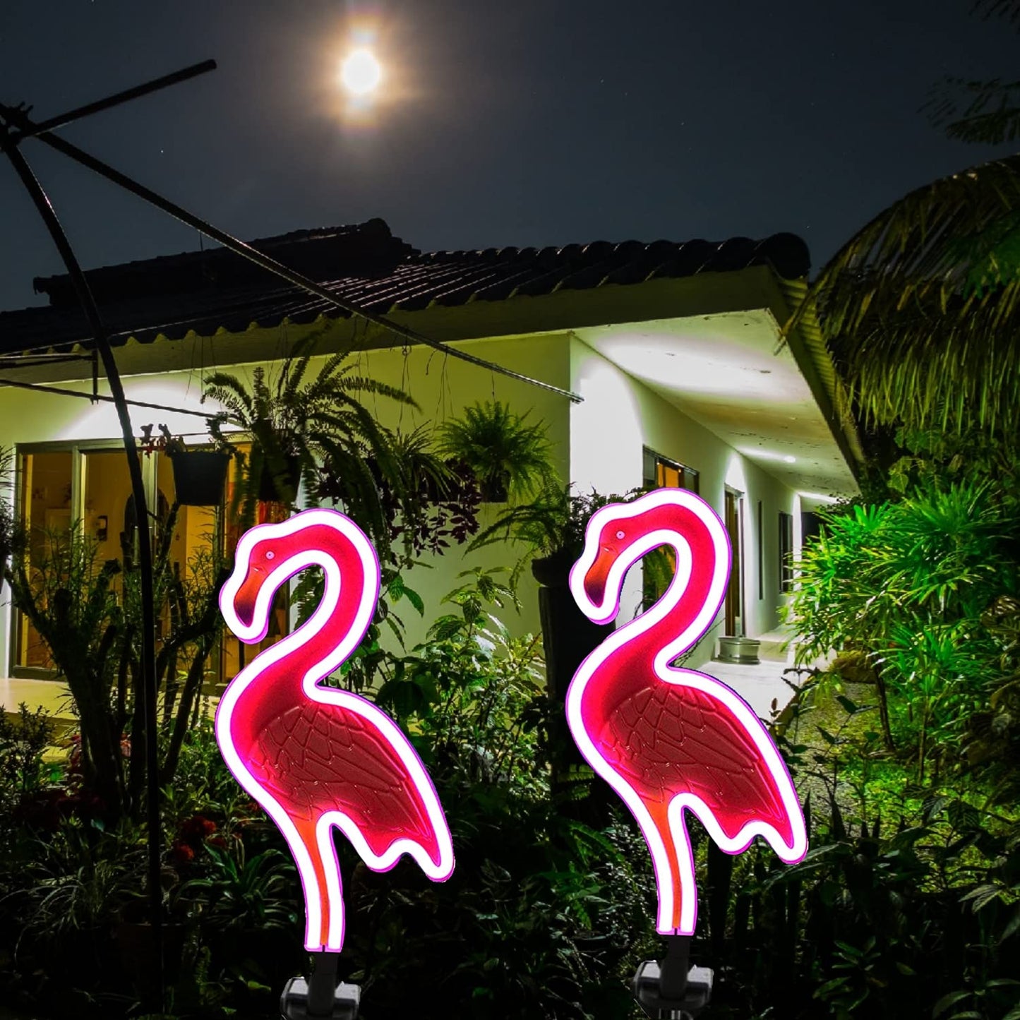 SunKite Flamingo Solar Stake Lights Outdoor,Waterproof Solar Neon Lights for Garden,Yard, Lawn,Pathway,Patio,Backyard (2 Pack)