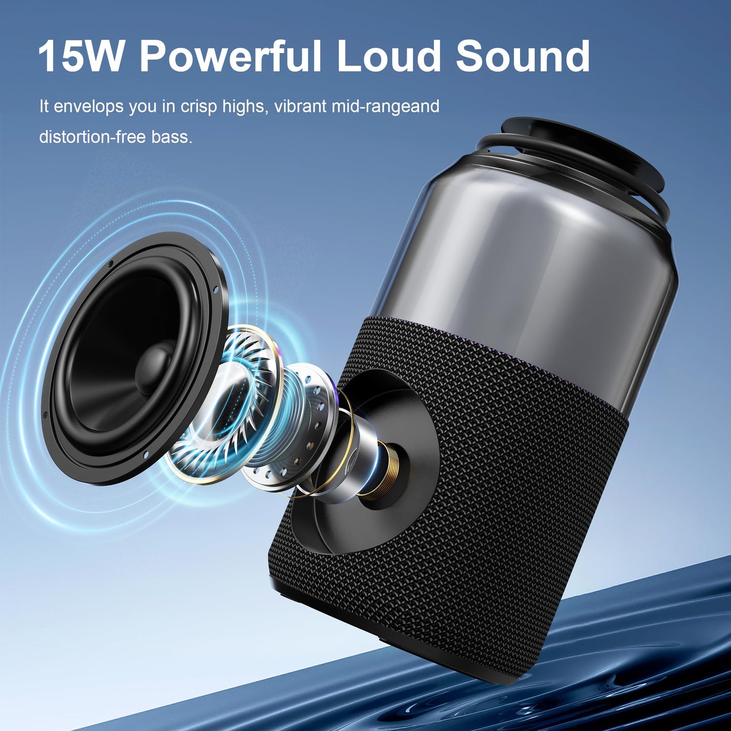 Passau Portable Bluetooth Speaker with Lights Show, 15W Loud Clear Sound, White Elephant Gifts for Adults, BT 5.4, LED Lights up Speakers Stocking