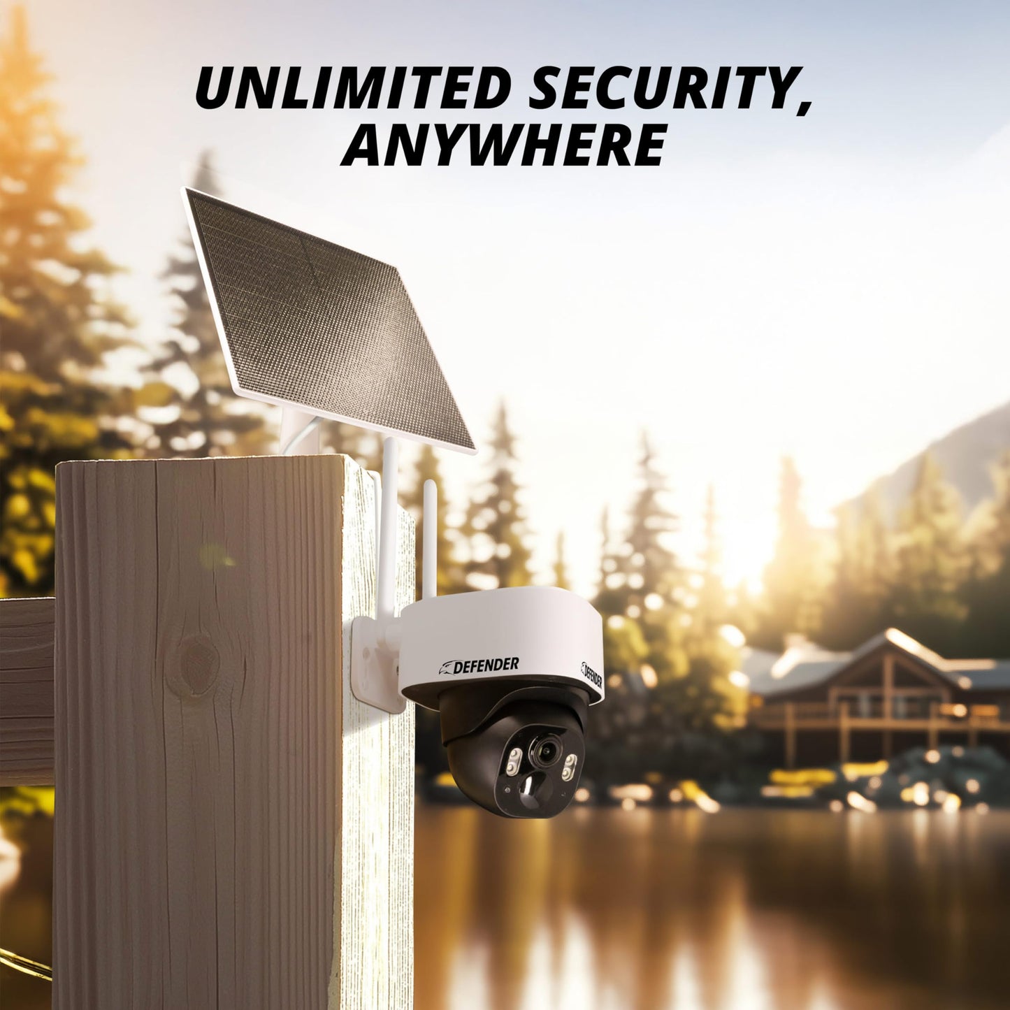 Defender 4G LTE 2K+ AI Frontier PTZ Wireless Outdoor Security Camera, 5W Solar Panel, 360° AI Tracking, Deterrence, 2 Way Talk, 9400maH Battery, Works