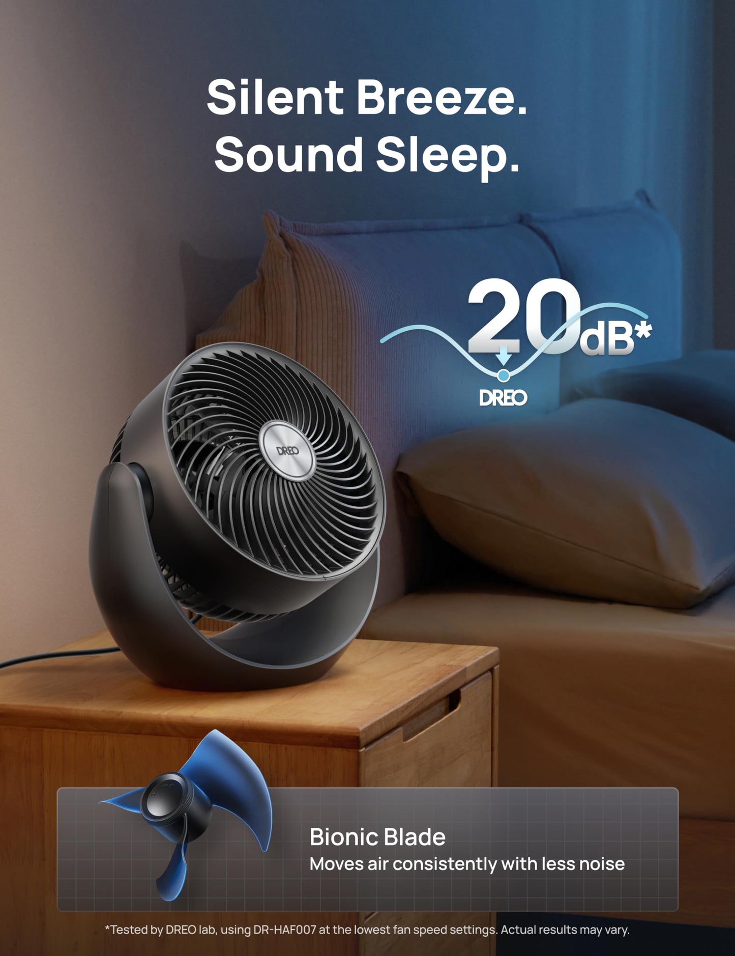 DREO Fan for Bedroom, Floor fans for Whole Room, 40ft Strong Airflow, 120° Adjustable Tilt, 28db Low Noise, Quiet, 11 Inch, 3 Speeds, 2025 New Air