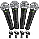 GEARit Dynamic Cardioid Vocal Stage Microphone with On/Off Switch and Mic Clip (Cables Sold Separately) - 4 Pack