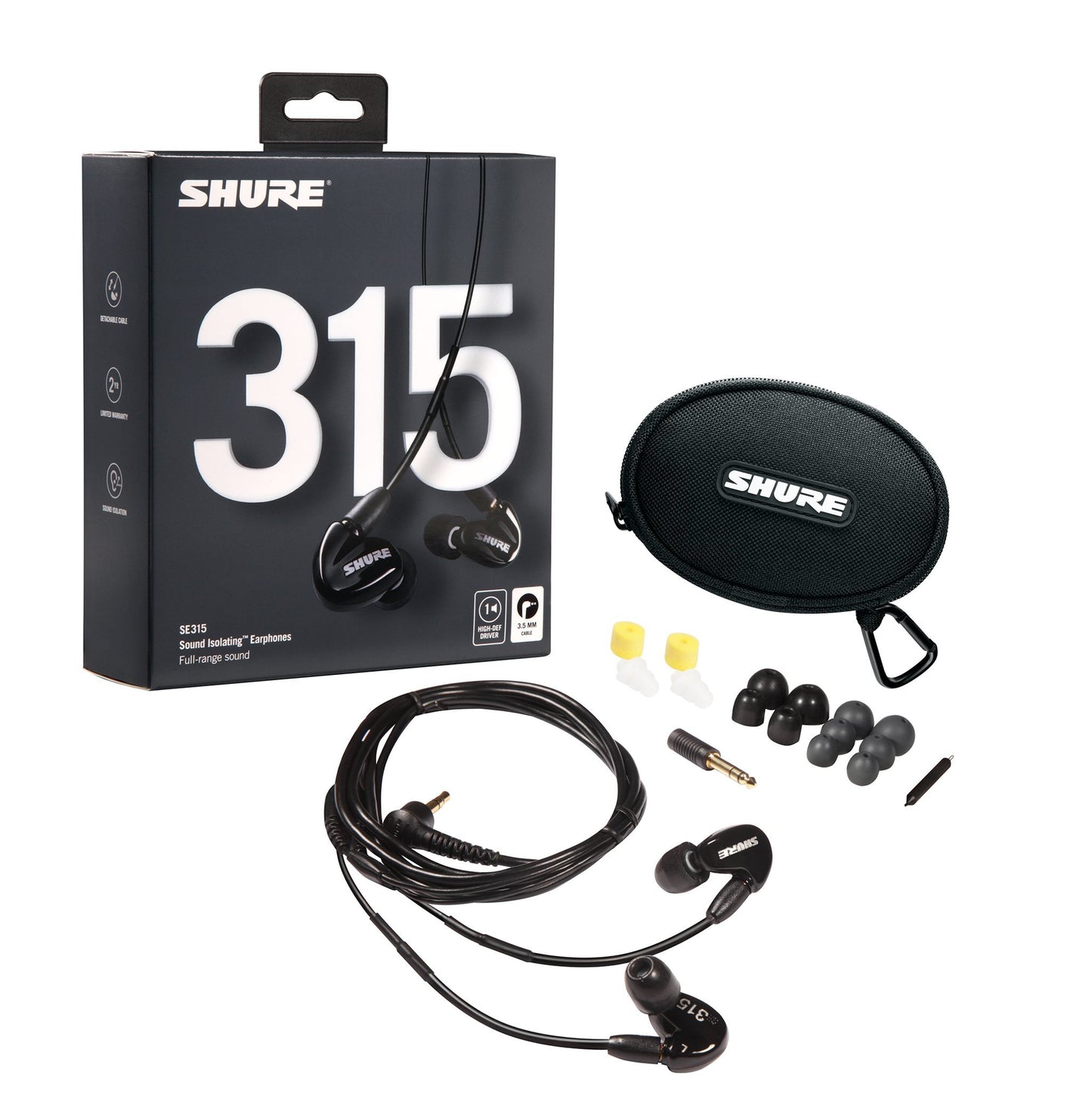 Shure SE315-K Sound Isolating Earphones with Single High Definition MicroDriver and Tuned BassPort