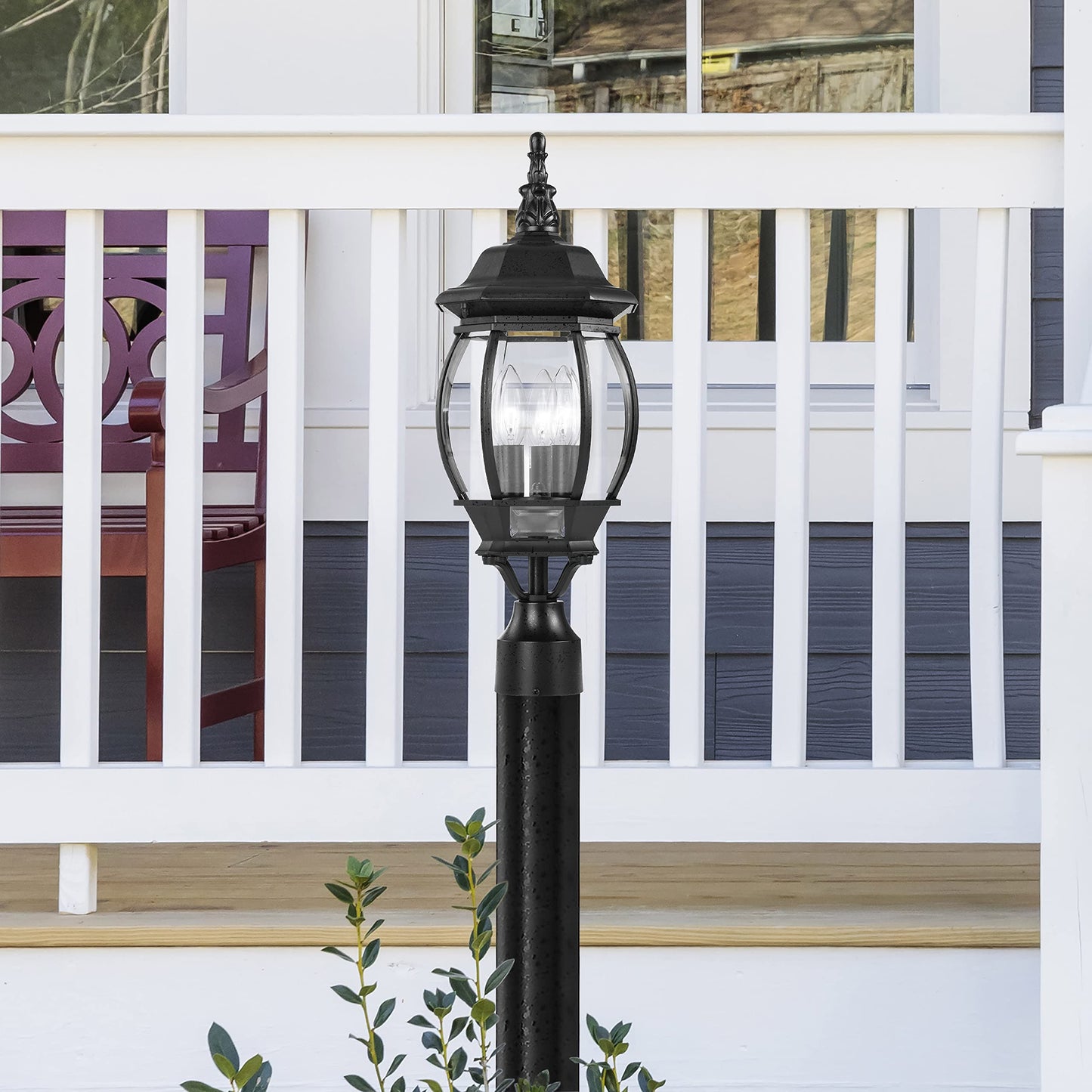 Nuvo 3 Light - 21 in. Post Lantern - Clear Beveled Glass