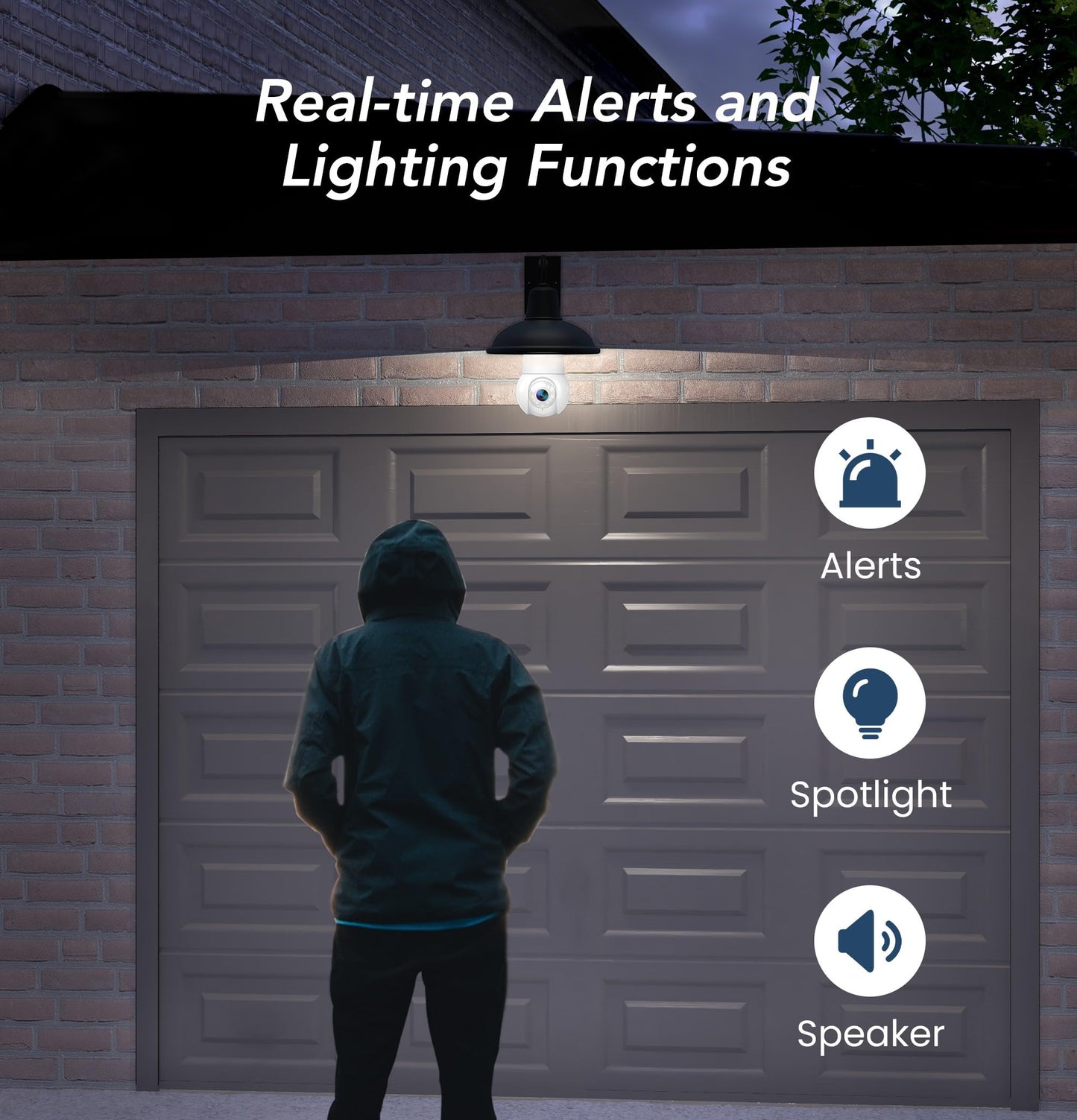 GNCC 2K Light Bulb Security Camera, 2.4GHz Only, 355° Wireless Outdoor Camera, Full-Color Night Vision, Motion Detection, Easy Install, Local & Cloud