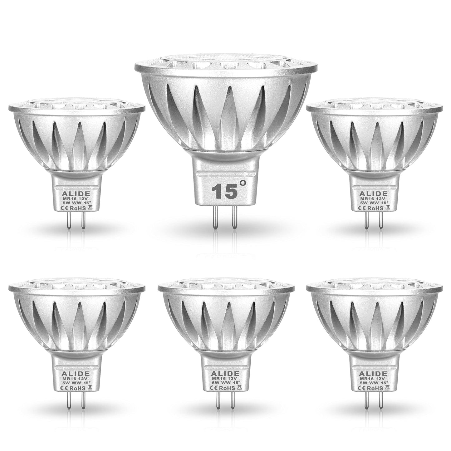 ALIDE MR16 Led Bulbs 15 Degree 15° Narrow Beam Angle 12V Low Voltage