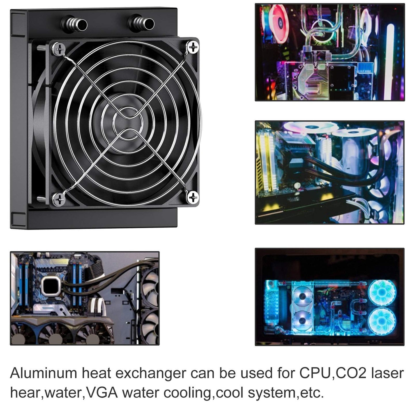 DIYhz Water Cooling Computer Radiator, 8 Pipe Aluminum Heat Exchanger Liquid Cooling Radiator Heat Sink 80mm with Fan for CPU PC Laser Water Cool