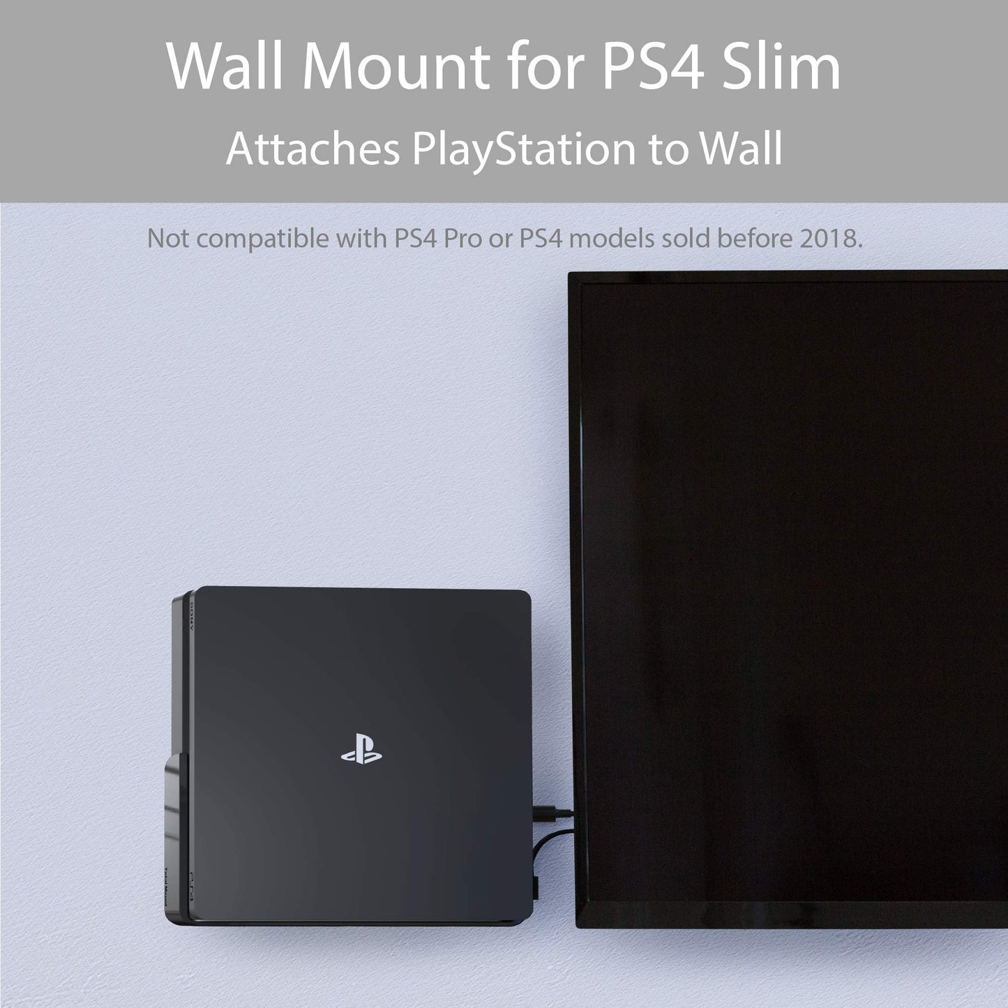 TotalMount Wall Mounting System for Sony PlayStation 4 Slim (Mounts PS4 Slim on Wall Near TV)