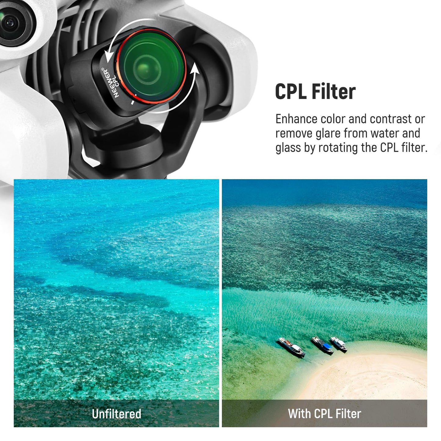 NEEWER ND & CPL Filter Set Compatible with DJI Mini 4 Pro, 8 Pack UV CPL ND8 ND16 ND32 ND64 ND128 ND256 CPL Polarizer Neutral Density Drone Lens