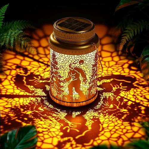 Cooo 6 Pack Valentines Day Gifts for Him Her Solar Lanterns Outdoor Waterproof Bigfoot Sasquatch Solar Pathway Lights Landscape Path for Women Mom