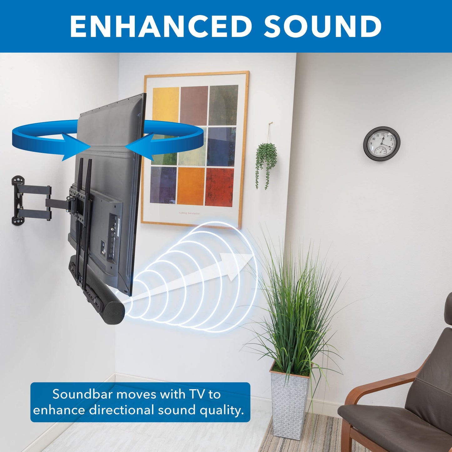 Mount-It! TV Speaker Bracket Compatible with Sonos Arc Soundbars | Soundbar Mount for TV to Achieve Directional Sound All Around, Designed for
