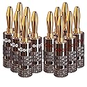 Goaycer Banana Plugs for Speaker Wire - 24K Gold Plated Banana Adapter Connector(6 Pairs/12 pcs)