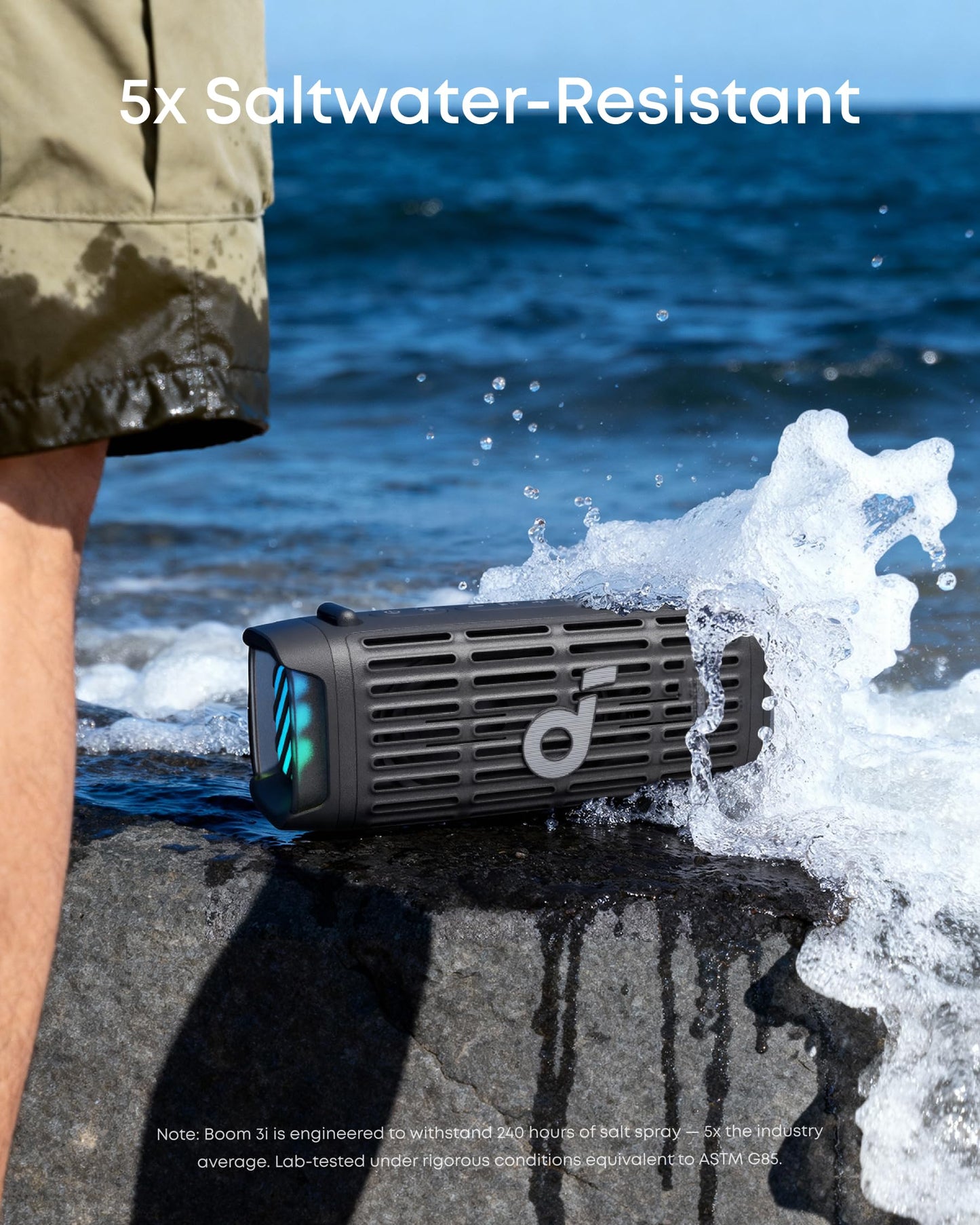 Soundcore Boom 3i by Anker, Compact Outdoor Speaker, IP68 Waterproof, Floating Playback, Saltwater-Resistant, BassUp 2.0, 50W Portable Speaker