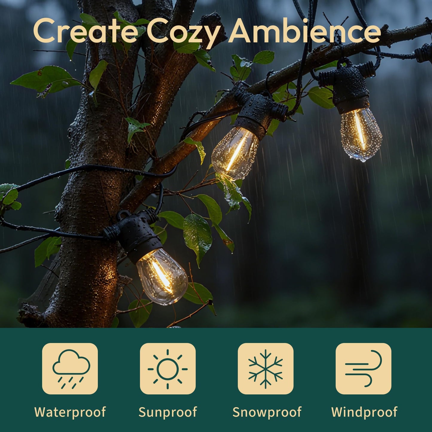 ALAMPEVER 24-Pack Outdoor Light Bulbs, S14 Shatterproof Replacement Bulbs for Outdoor String Lights, 1W Patio String Light Bulbs for Christmas