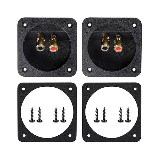 YTYKINOY 2 Pcs 3.1” Double Binding Round Gold Plate Push Spring Loaded Jacks Speaker Box Terminal Cup