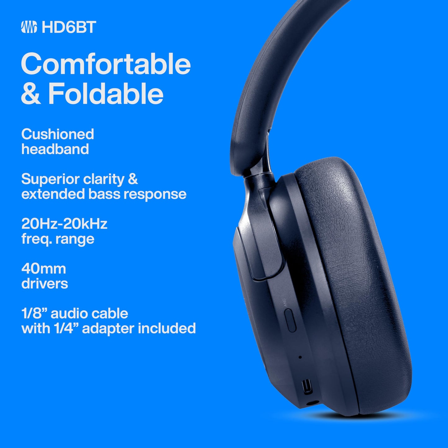 PreSonus Eris HD6BT - Over-Ear Closed-Back Wireless Headphones, Bluetooth, ANC Noise Cancelling, Up to 60 Hours Battery Life, Studio Headphones…