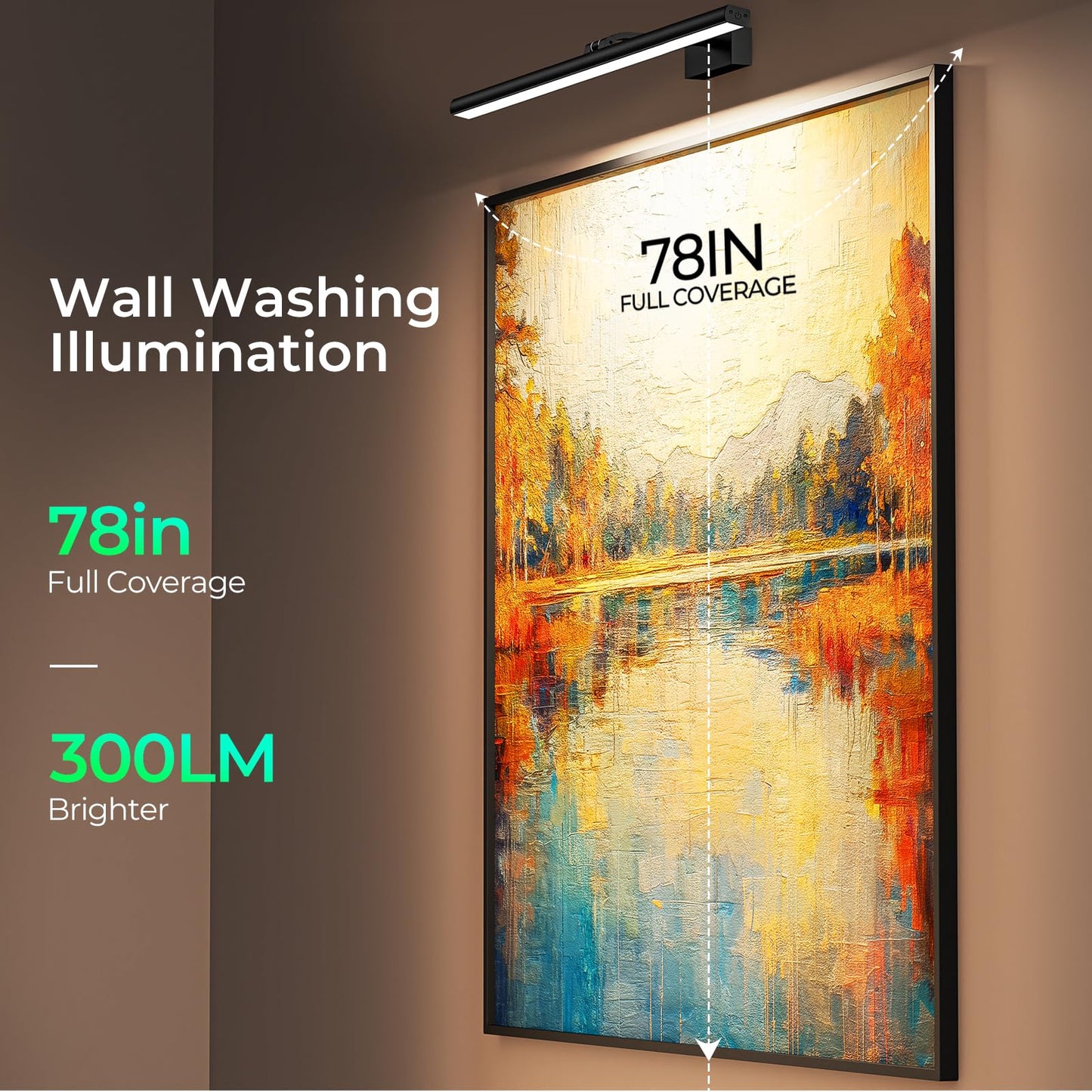 Eclipterra Wireless Picture Lights for Wall, 24in Battery Operated Wall Light for Painting Rechargeable CCT Rotatable Art Gallery Light with Remote