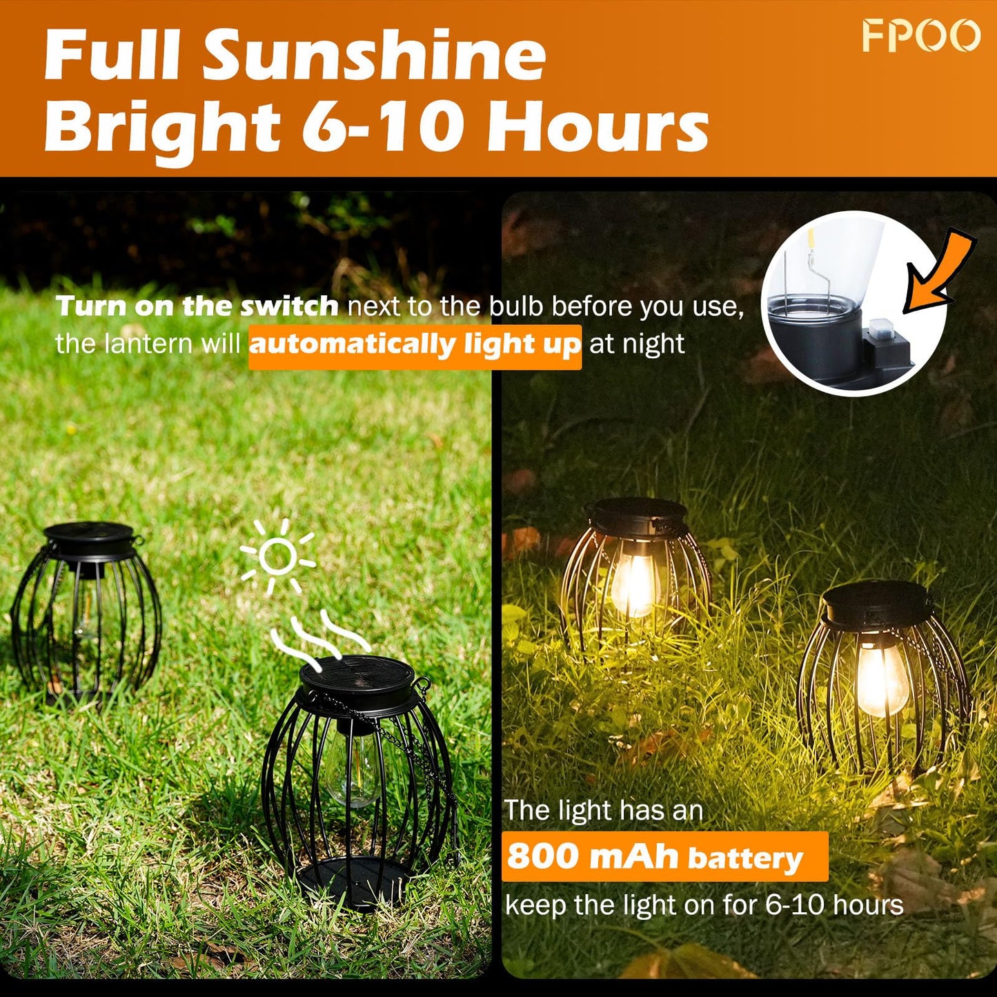 Hanging Solar Lanterns Outdoor Waterproof, Solar Powered Ultra-Bright Lights Solar Lantern for Patio Garden Porch Yard Pathway (2 Pack )