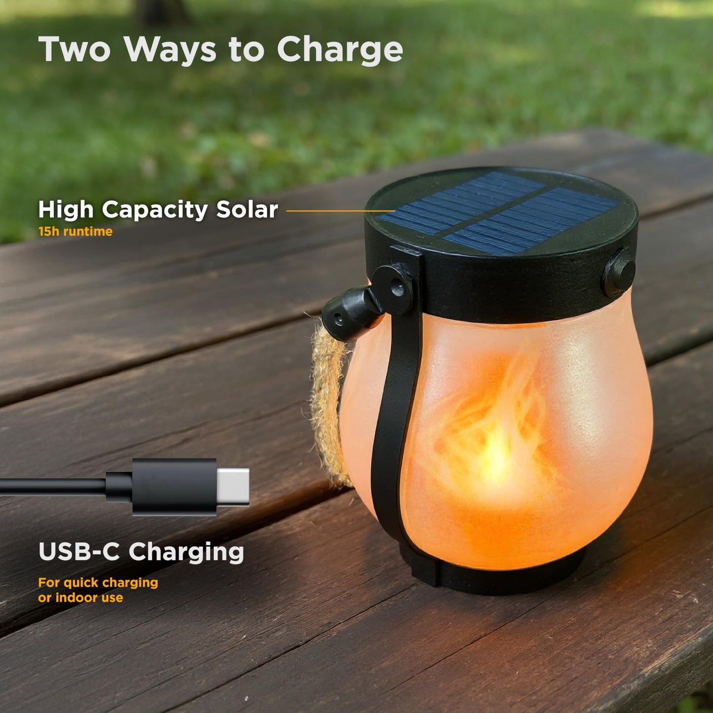 FoxFlame Schoolhouse Solar Lanterns Outdoor Waterproof - Realistic Flickering Flame, 3 Lighting Modes with Rope Handle Design, Waterproof