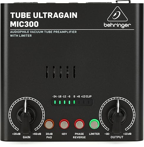 Behringer Tube ULTRAGAIN MIC300 Audiophile Vacuum Tube Preamplifier with Limiter