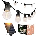 Brightech Ambience Pro Solar Powered Outdoor String Lights - 27 Ft Commercial Grade Waterproof Patio Lights with Edison Globes, Shatterproof LED