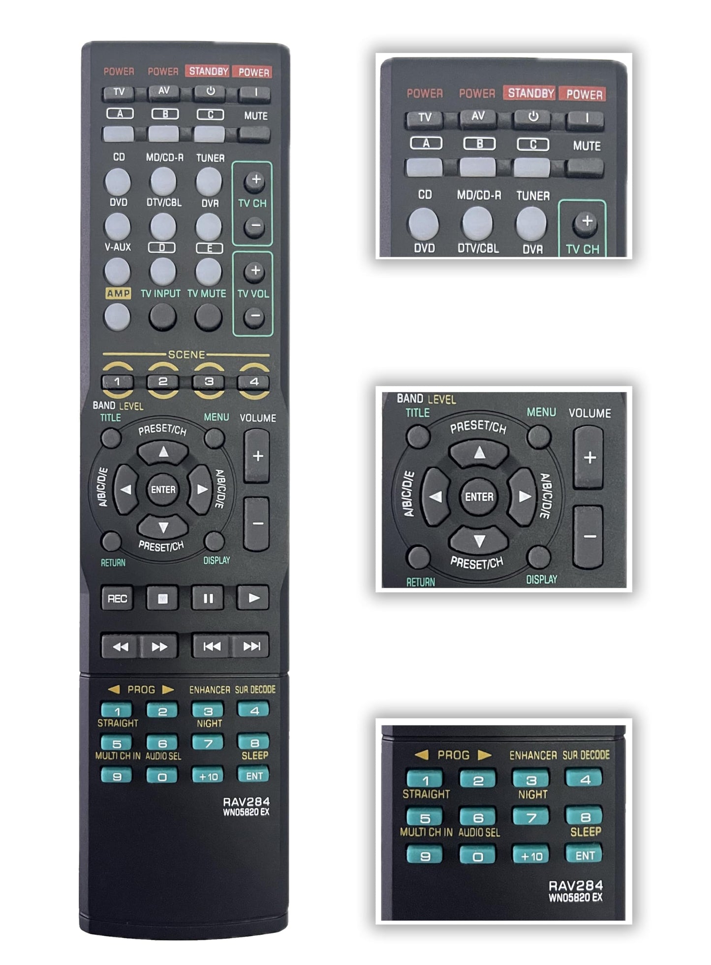 Replacement Remote Control for Yamaha RAV283 RAV284 HTR-6230 RAV285 RX-V363 RX-V365 RX-V463 RX-V563 RX-V663 HTR-6130 HTR-6140 YHT-390 YHT-690 HTR6160