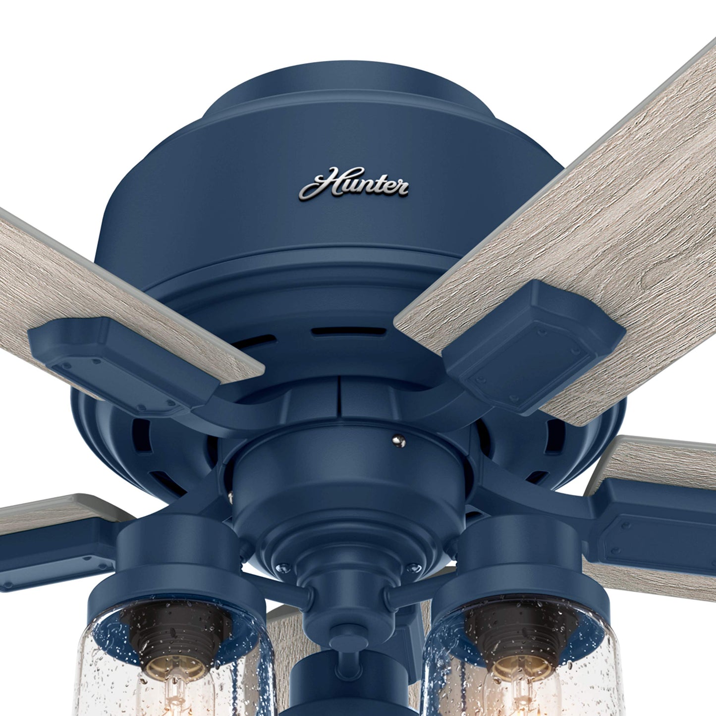 Hunter Fan 44 Inch Low Profile Indigo Blue Indoor Ceiling fan with Light and Pull Chain for Small Rooms, Kids Room, Bathroom, Kitchen, Garage