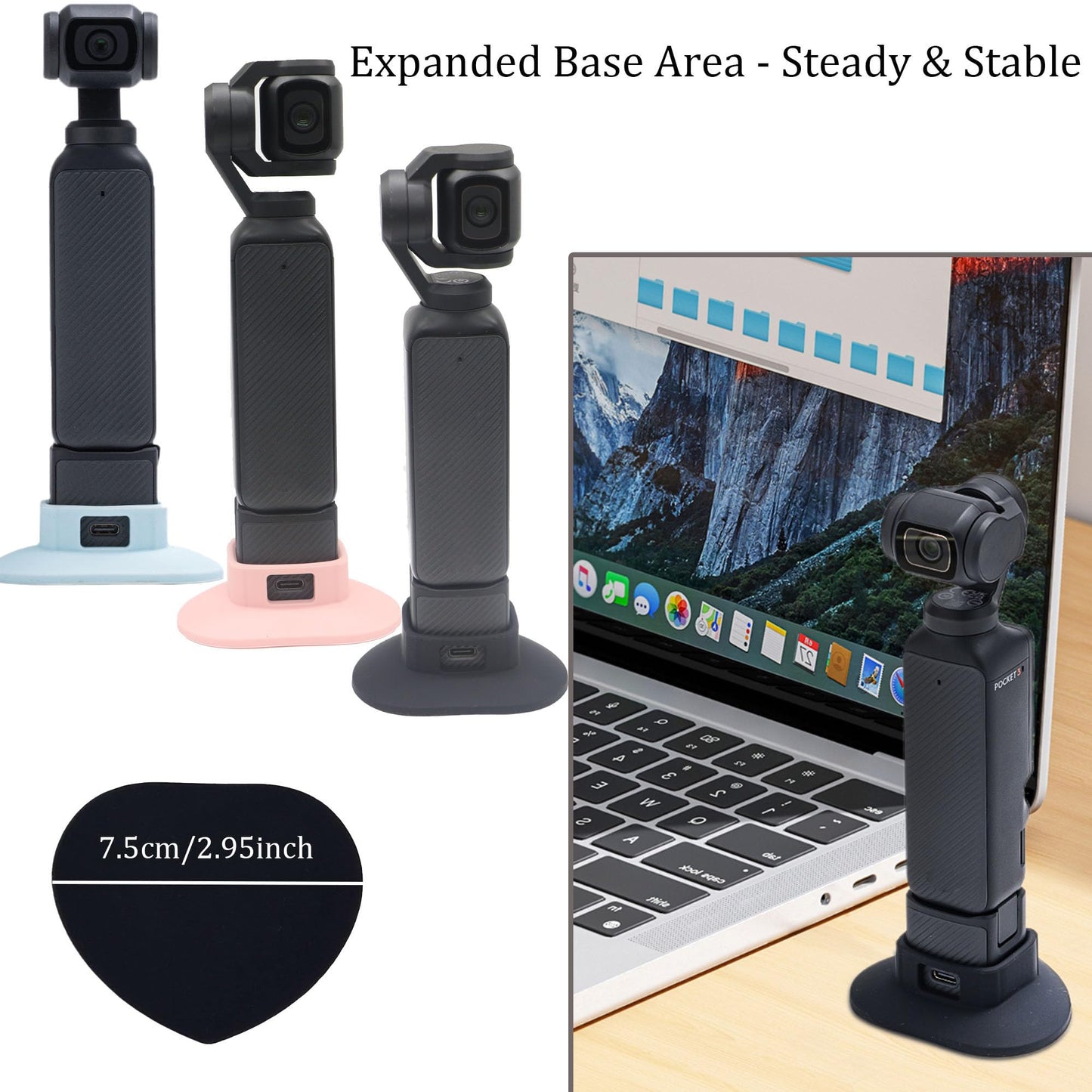PCTC Silicone Non-Slip Desktop Mount Compatible with DJI Osmo Pocket 3,Silicone Non-Slip Desktop Mount,Compact Portable Stabilizing Base for Steady