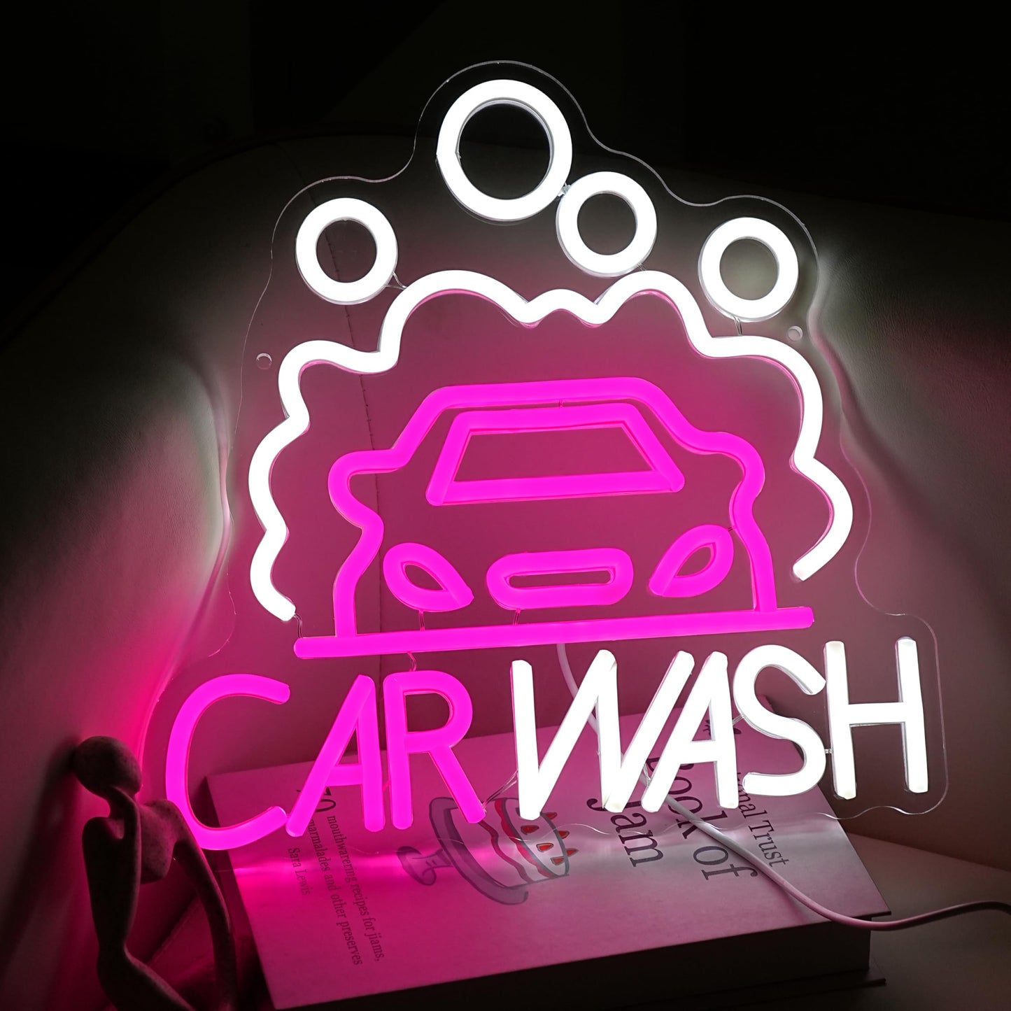 GNVETZLL Car Wash Neon Sign for Wall Decor Car Neon Light Dimmable Sedan LED Light Sign for Party Gas Station Service Area Auto Repair Shop Car Show