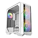 Cooler Master HAF 500 White High Airflow ATX Mid-Tower, Mesh Front Panel, Dual 200mm Customizable ARG Lighting Fans, Rotatable GPU Fan, USB 3.2 Gen 2