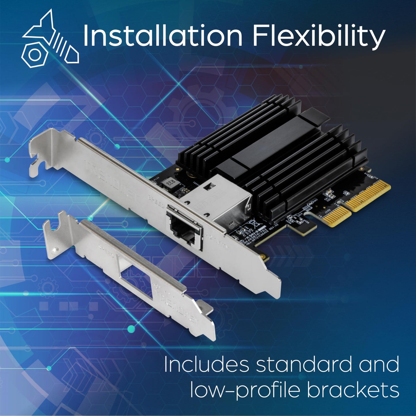 TRENDnet 10G PCIe Network Adapter, TEG-10GECTX, Convert a PCI Express Slot Into a 10 Gigabit Ethernet Port, 802.1Q VLAN Tagging, Windows and Windows