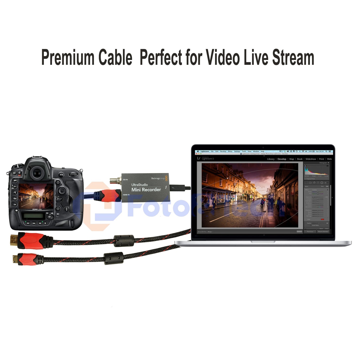 Foto&Tech 10 Feet Mini HDMI to HDMI Cable Compatible w/Blackmagic Design UltraStudio Mini Recorder Wirecast, Canon 1D X Mark II 5D Mark IV III II, 5DS