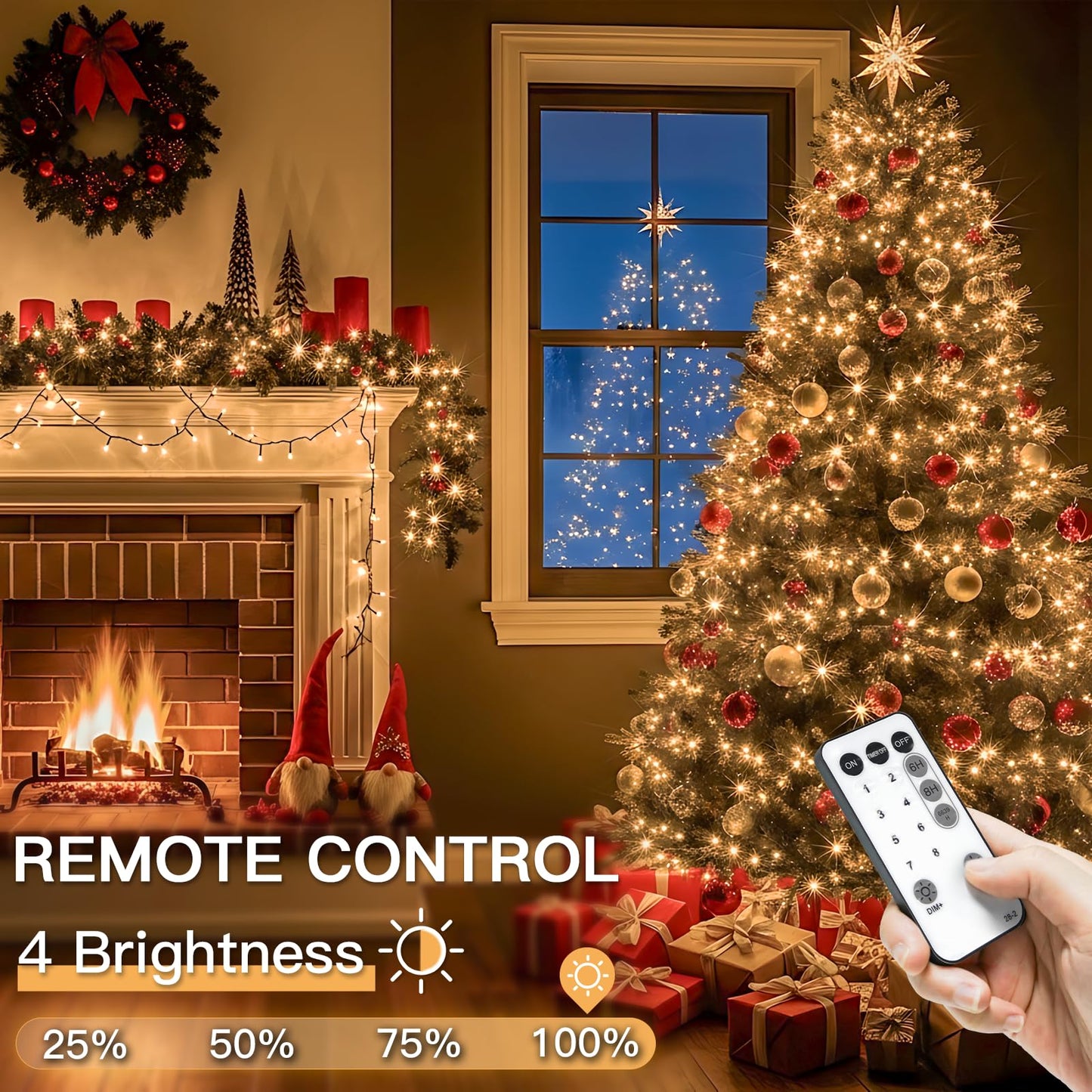 suddus White Christmas Tree Lights Outdoor, 66ft 200 LED Christmas String Lights with 8 Modes, Twinkle Lights for Christmas Tree, Bedroom, Backyard