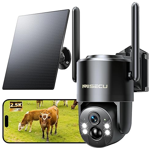 MISECU 4G LTE Cellular Security Camera, 2.5K Solar Outdoor Cam Wireless Without WiFi Needed, 360° PTZ Live View Off Grid Camera, AI Motion Detection