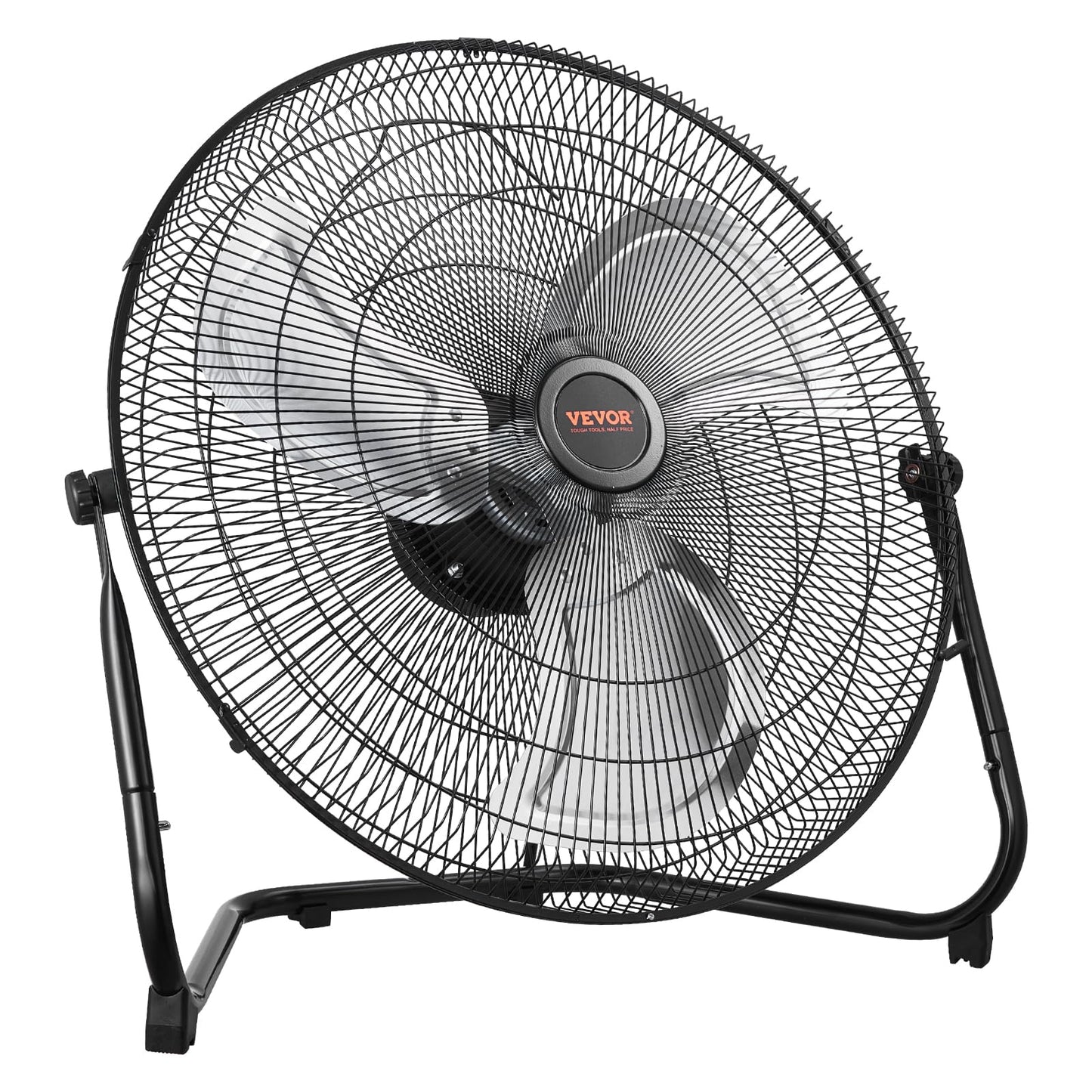 VEVOR Floor Fan, 3 Speeds High Velocity Heavy Duty 20 Inch Industrial Fan, 4800 CFM 360° Adjustable Tilt 21.33 ft/sec Airflow Large Metal Fan,