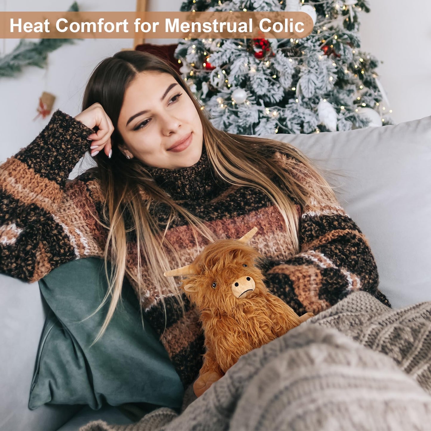 SuzziPals Heatable & Coolable Highland Cow Stuffed Animals Plushie, Microwavable Heating Pad for Soothing & Relaxation, Lavender Scented Cattle Plush…