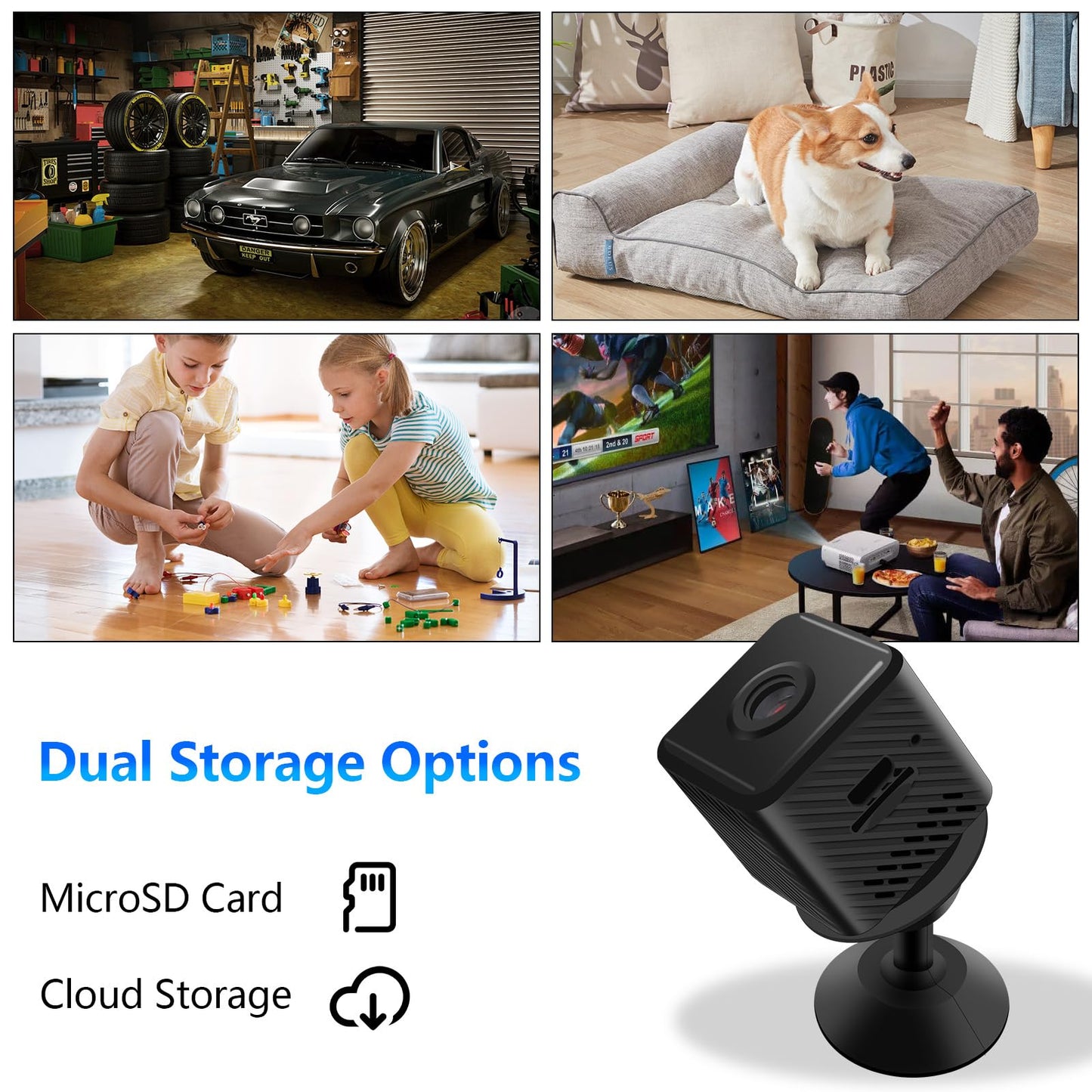 Mini Security Camera, 1080P HD Home Wireless Small Camera, Indoor WiFi Nanny Cam with Motion Detection and Night Vision, 150° Wide View, App Alerts