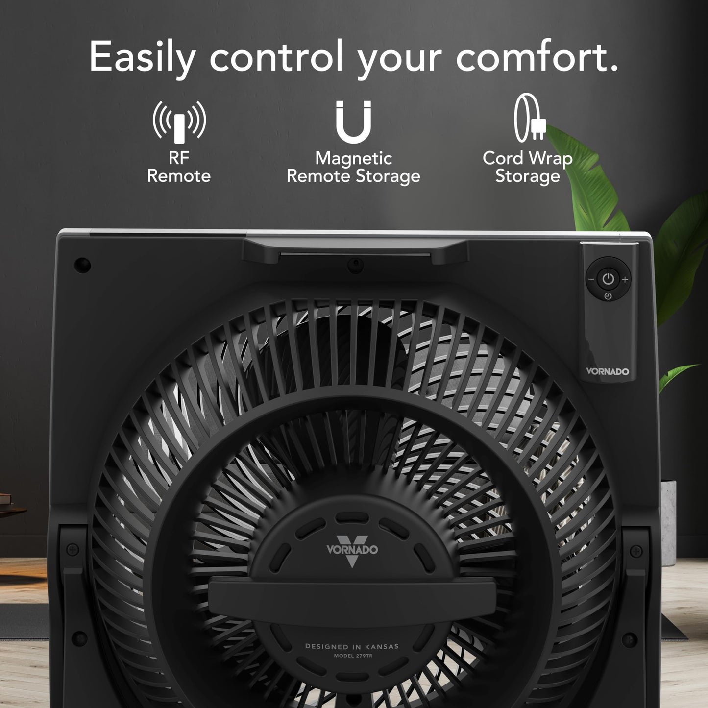 Vornado 279TR Whole Room Circulator with Remote, 1-8 Hour Timer, LED Display, Adjustable Tilt, Black