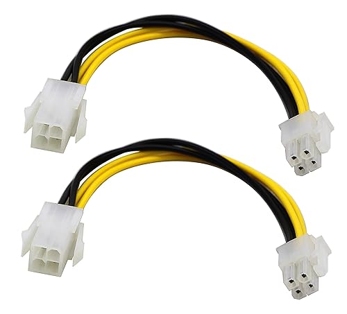 zdyCGTime(2-Pack) 4-Pin Molex M/F SATA Cable ATX 12V Power Supply 4-Pin CPU Male to Female CPU Motherboard Power SATA Extension Cable(20CM/8 Inch)