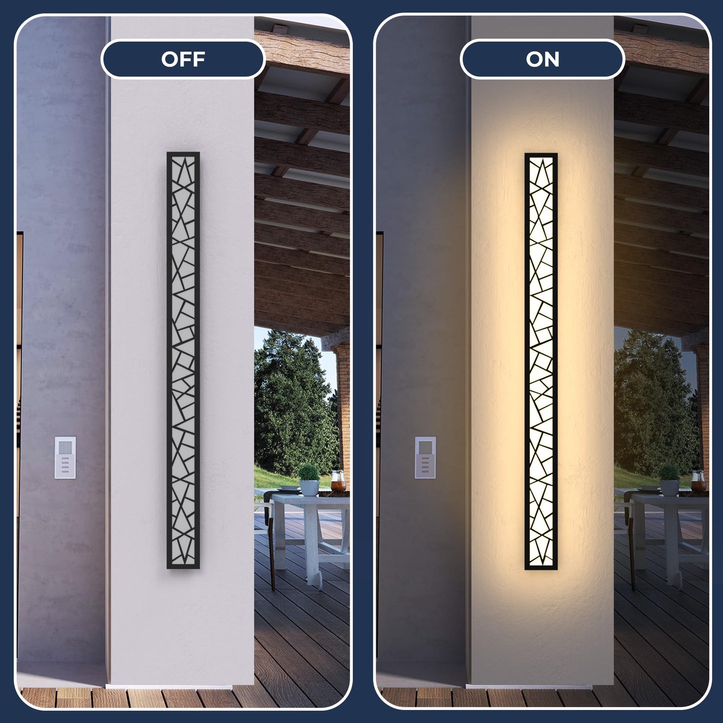 TRUWELLA Outdoor Wall Lights 31.5inch Modern Outdoor Wall Sconce LED Long Wall Sconces Black Front Porch Light Waterproof Led Wall Light IP67 3000K